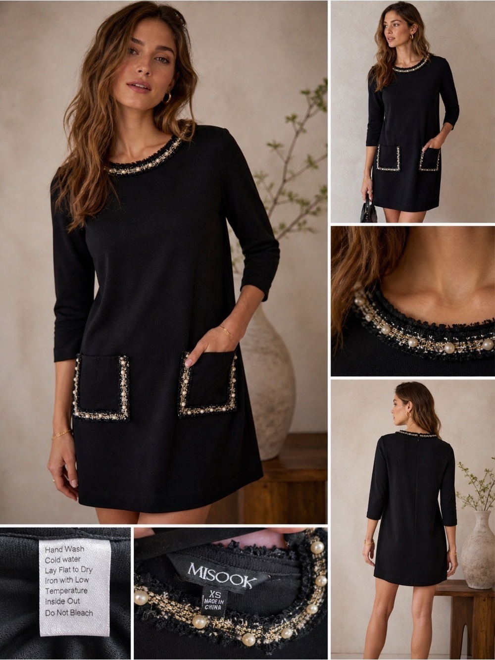 ✨ Misook Embellished Pocket Knit Tunic Dress – XS